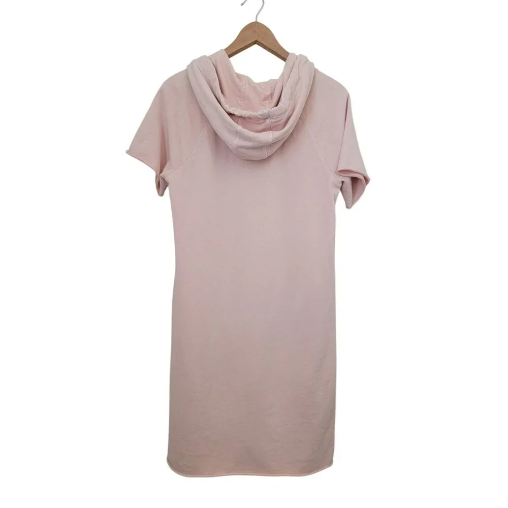 DKNY Sport Pink Hooded Short Sleeve Raw Hem Sweater Dress w/ Kangaroo Pocket Med - Picture 2 of 6